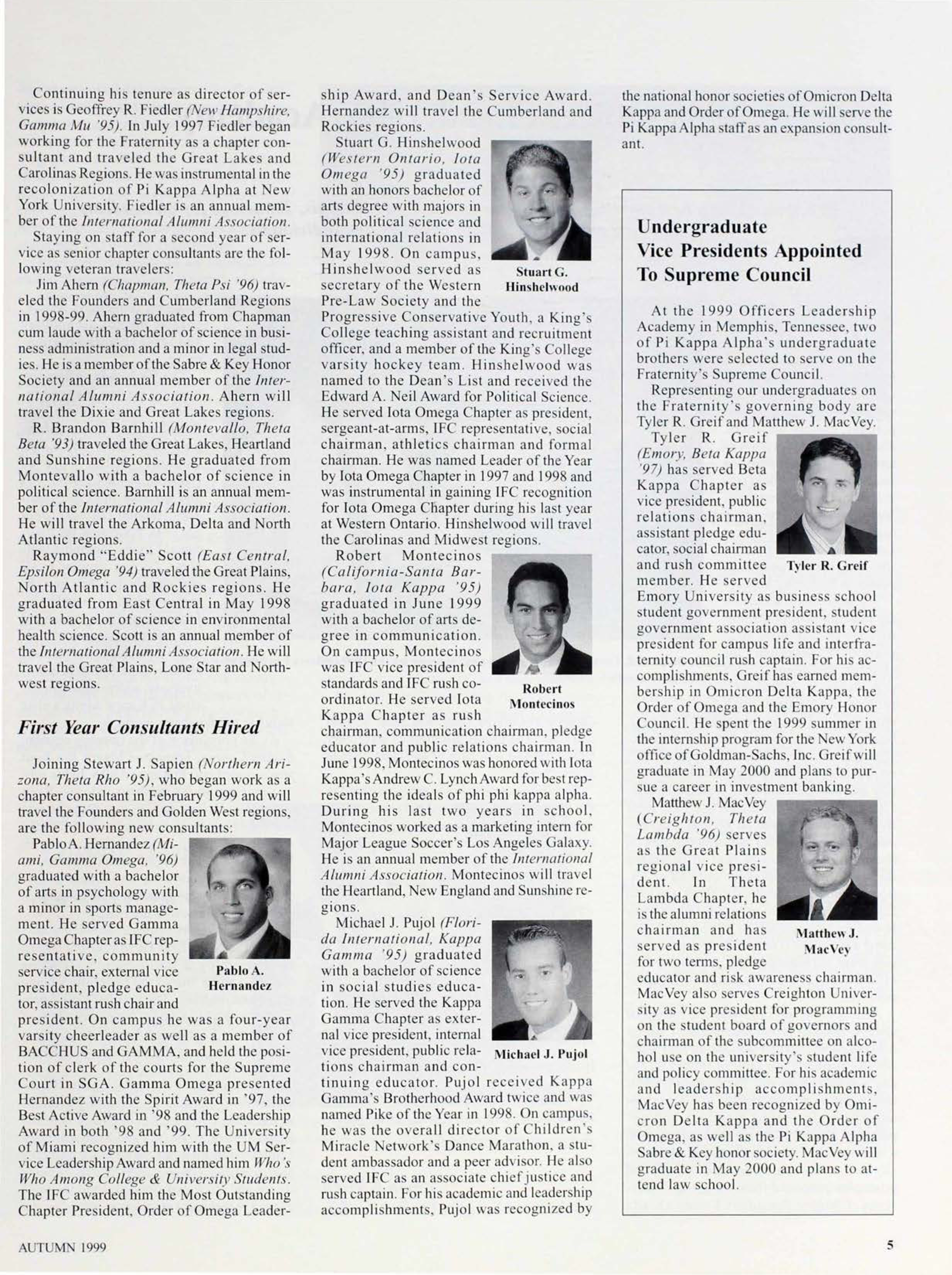 Undergraduate Vice Presidents Appointed to Supreme Council